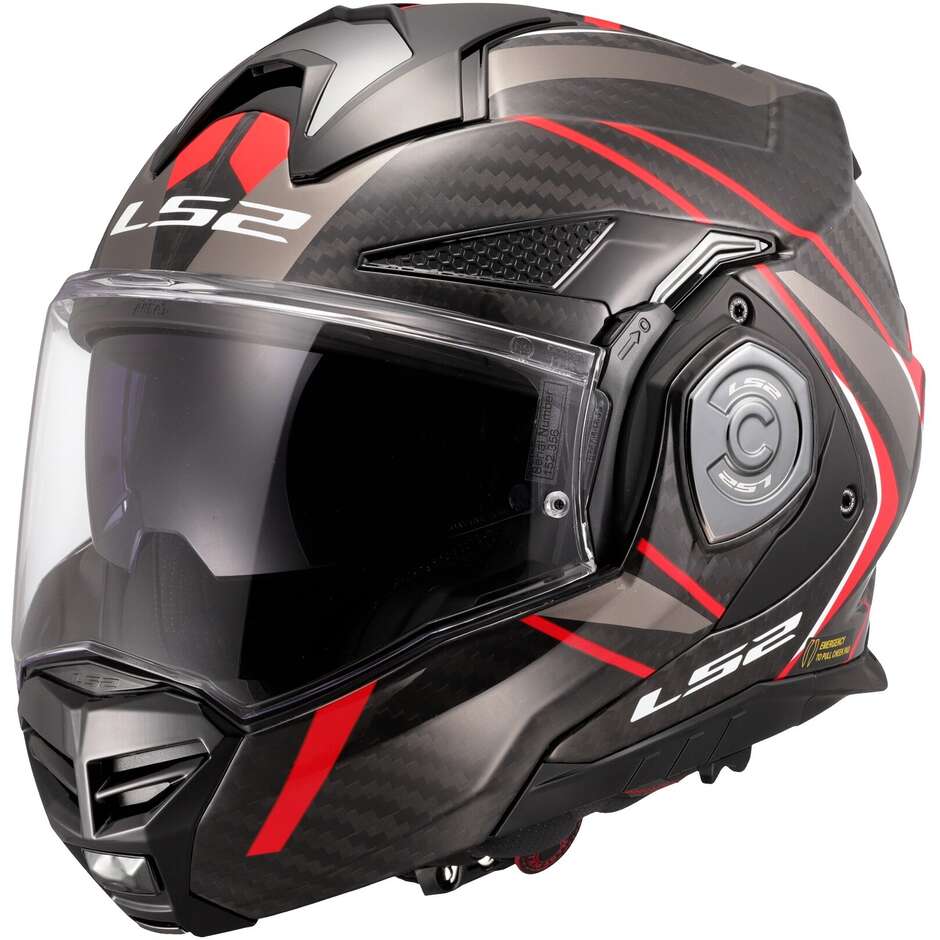 Modular Carbon Helmet Ls2 FF901 Advant XC Future Gloss Red