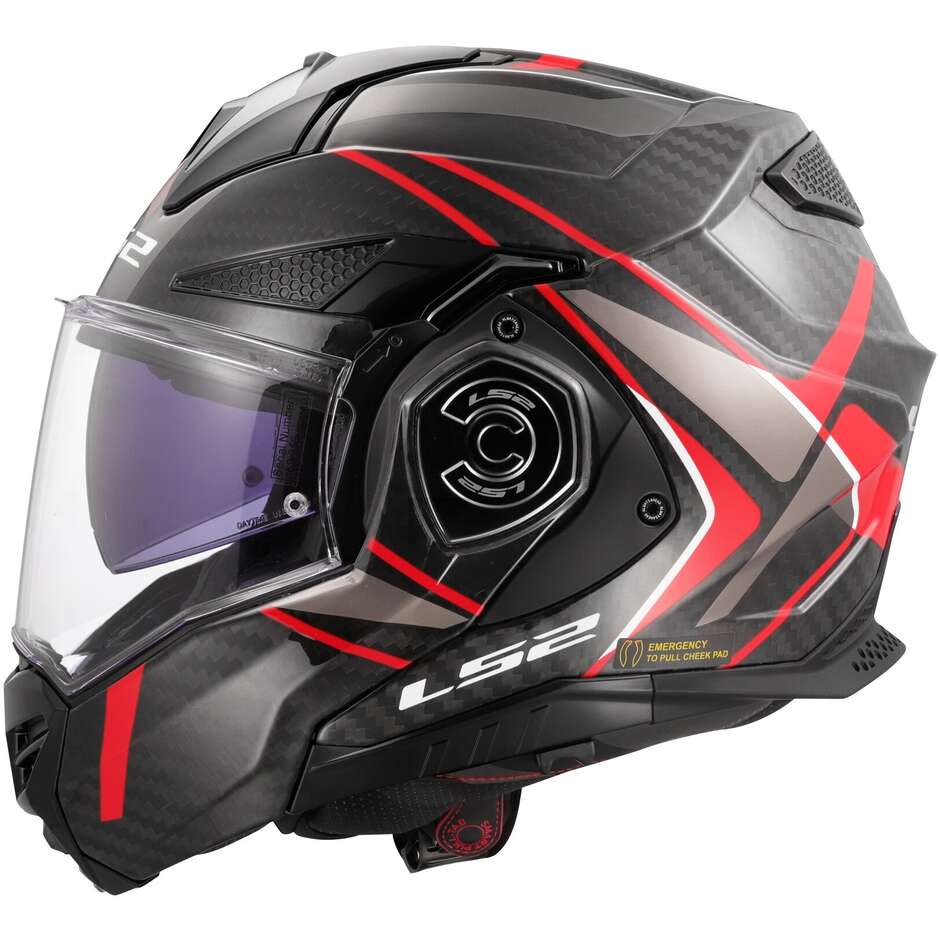 Modular Carbon Helmet Ls2 FF901 Advant XC Future Gloss Red