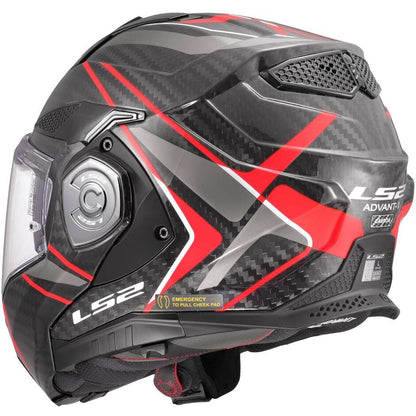 Modular Carbon Helmet Ls2 FF901 Advant XC Future Gloss Red