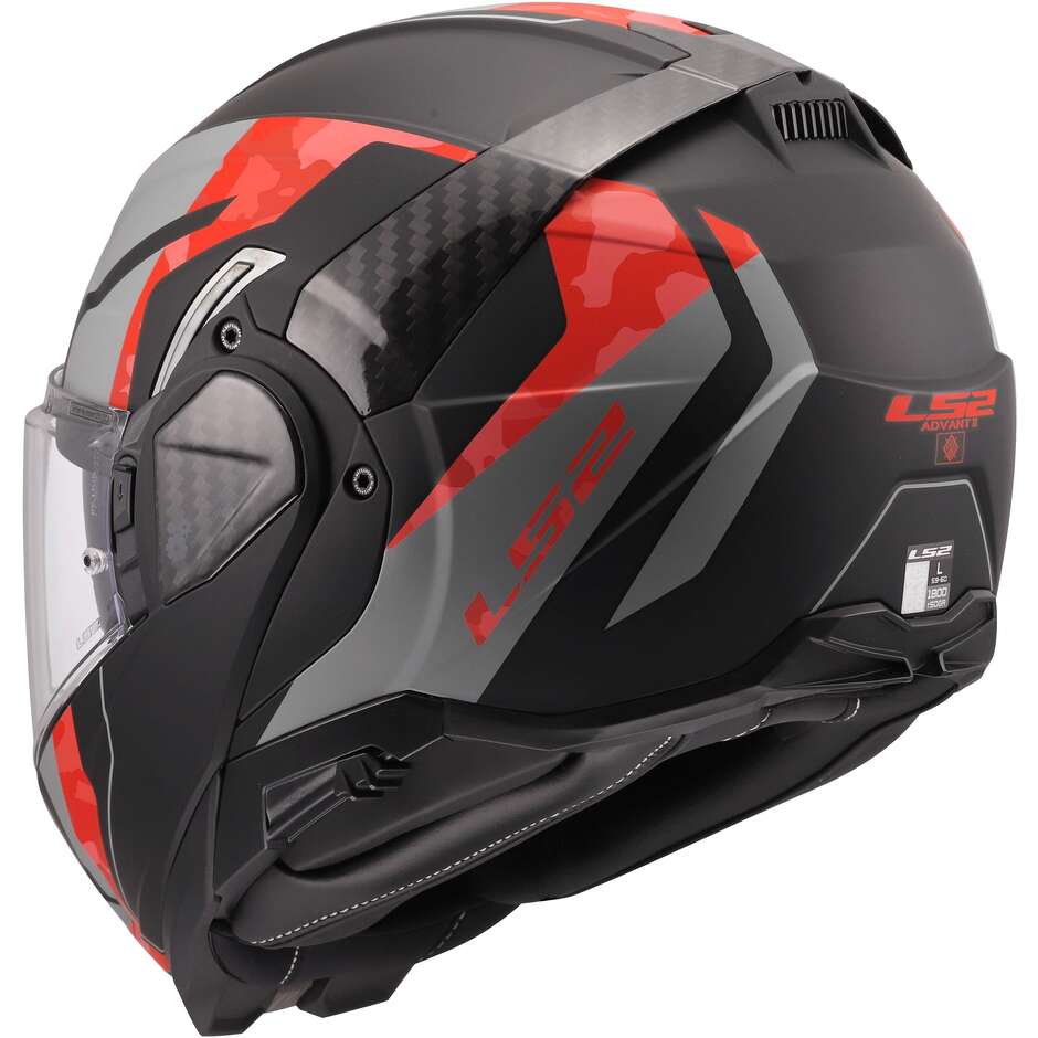 Casco de Moto Modular P/J LS2 FF910 ADVANT II GLIDE Negro Gris Rojo