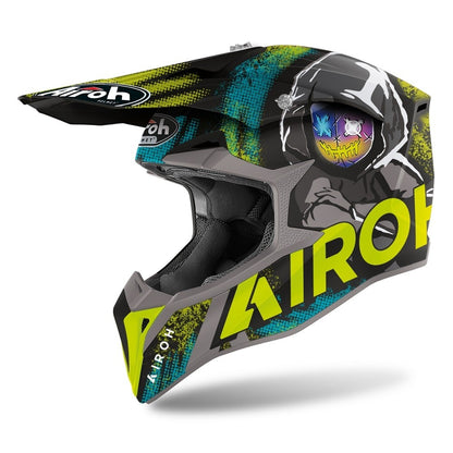 AIROH WRAAP ALIEN YELLOW CROSS HELMET