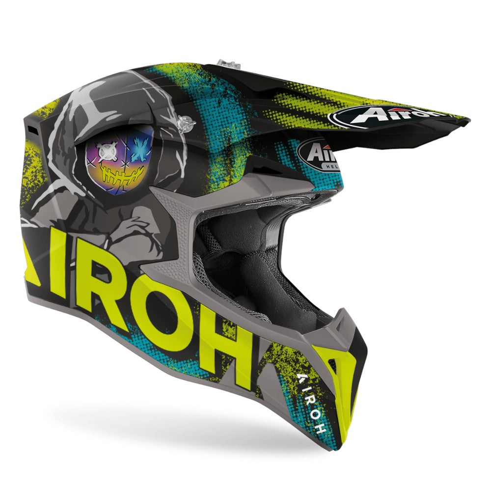 AIROH WRAAP ALIEN YELLOW CROSS HELMET