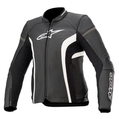 Chaqueta de cuero para mujer Alpinestars STELLA KIRA V2 en negro y blanco