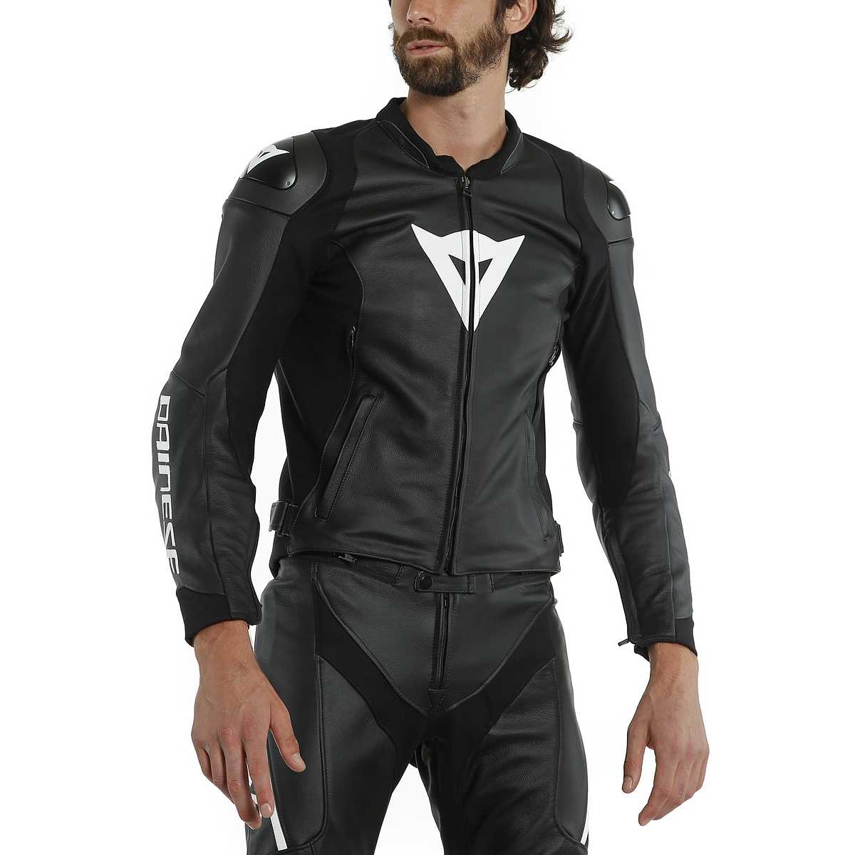 Giubbotto Moto In Pelle Traforata Dainese SPORT PRO Nero Bianco