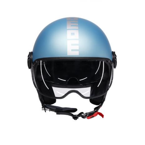Casco Jet Momo Design Fgtr Evo Mono Blu Silver Opaco