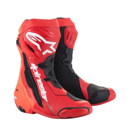 Stivali Moto Racing Alpinestars SUPERTECH R Rosso Rosso Fluo